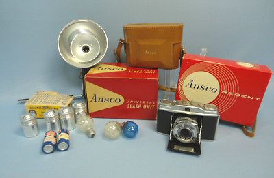 ANSCO REGENT CAMERA AGFA SOLINAR 13.5 50mm w/Case/Box/FLA SH UNIT