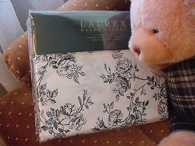 Ralph Lauren Black Toile Roses Floral Sheet Set, Twin