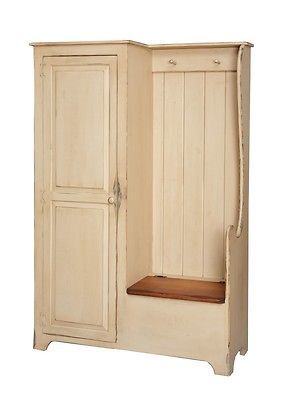 Primitive Settle Bench Entryway Storage Hall Armoire Farmhouse Country