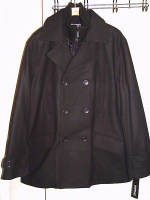 Mens Buffalo David Bitton Double Breasted Wool Pea Coat PCoat Jacket