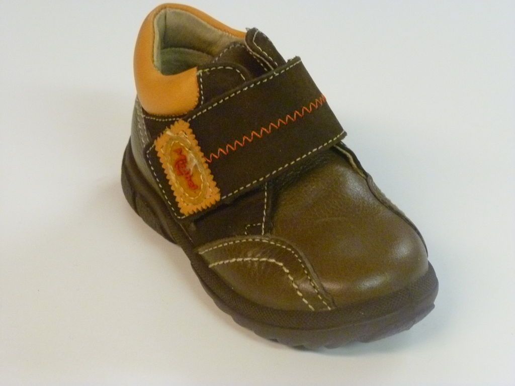 GORGEOUS BOYS MINIBEL BROWN AND ORANGE HIGH TOP VELCRO SHOE EURO SIZES