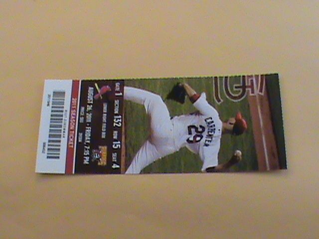 26 2011 Cardinals vs Pirates Full Ticket   Yadier Molina Lance