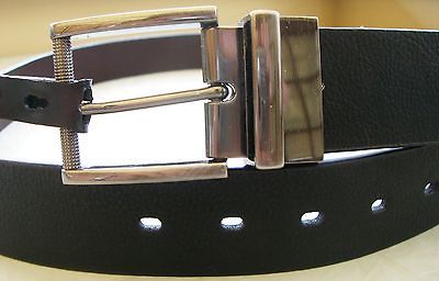 Belt ALFANI Soft Leather Reverse Black/Brown Swivel Buckle Sizes 32 36