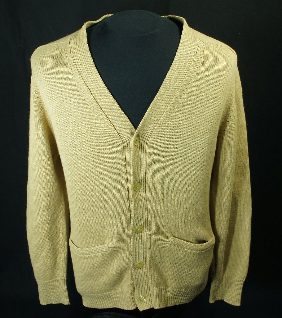 Vtg Lambs wool Cardigan Baskin Alan Paine Mens Medium Golf Preppy