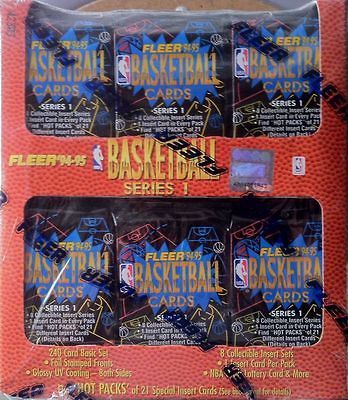 94   95 Fleer Basketball Jumbo Pack Box of 24 Packs with 21 Cards Each