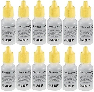 12 Bottles 10K Gold Metal Test Acid Karat Testing Liquid Solution