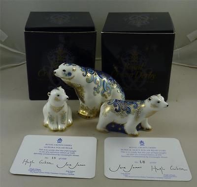 Derby Set 3 Polar Bears Signature Paperweights Aurora, Boris & Alice