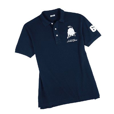 NEW LAMBORGHINI MENS BULL 63 PIQUET POLO NAVY