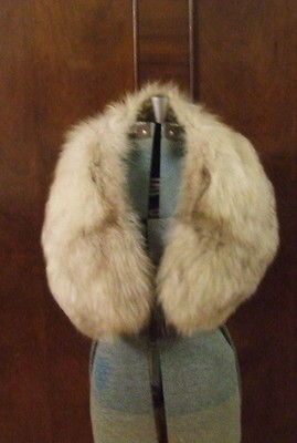 VINTAGE PLUSH FOX FUR WRAP STOLE SATIN LINED