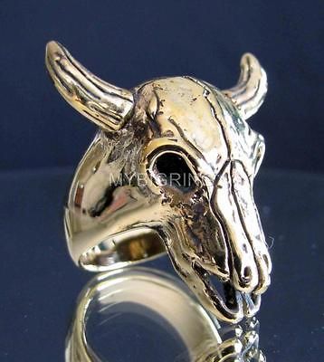 BRONZE RING BISON SKULL BUFFALO TEXAS BULL WILD WEST