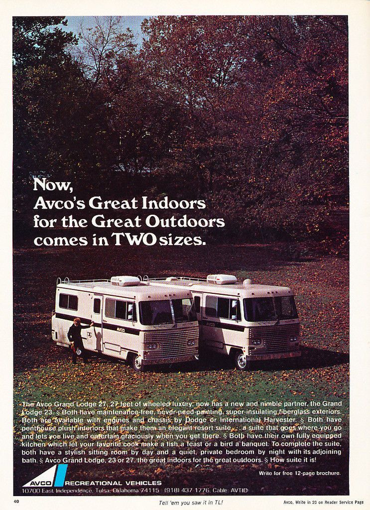 1971 Avco Camper Motorhome   Classic Vintage Advertisement Ad H33