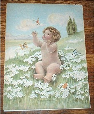 vintage BESSIE PEASE GUTMANN PRINT Daisies and Butterflies GUTMANN