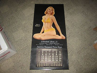 1953 MORAN BAZ PIN UP PORTLAND OR AUTO PARTS CALENDAR MAID IN