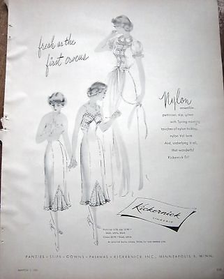 1951 KICKERNICK Lingerie SLIP Fresh as Crocus Ad