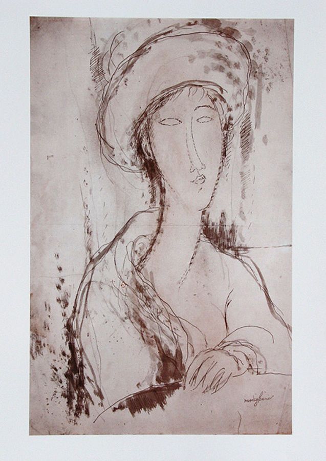 Amedeo Modigliani 14 x 18 PORTRAIT OF A WOMAN c.1900 Drawing