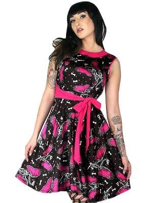 Too Fast Apparel flamingo skeleton cutout swing dress goth/rockabill