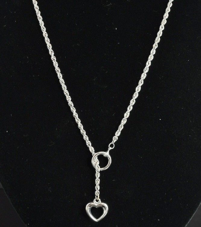 Michael Anthony 14K White Gold Open Heart Lariat Rope Chain Y Toggle