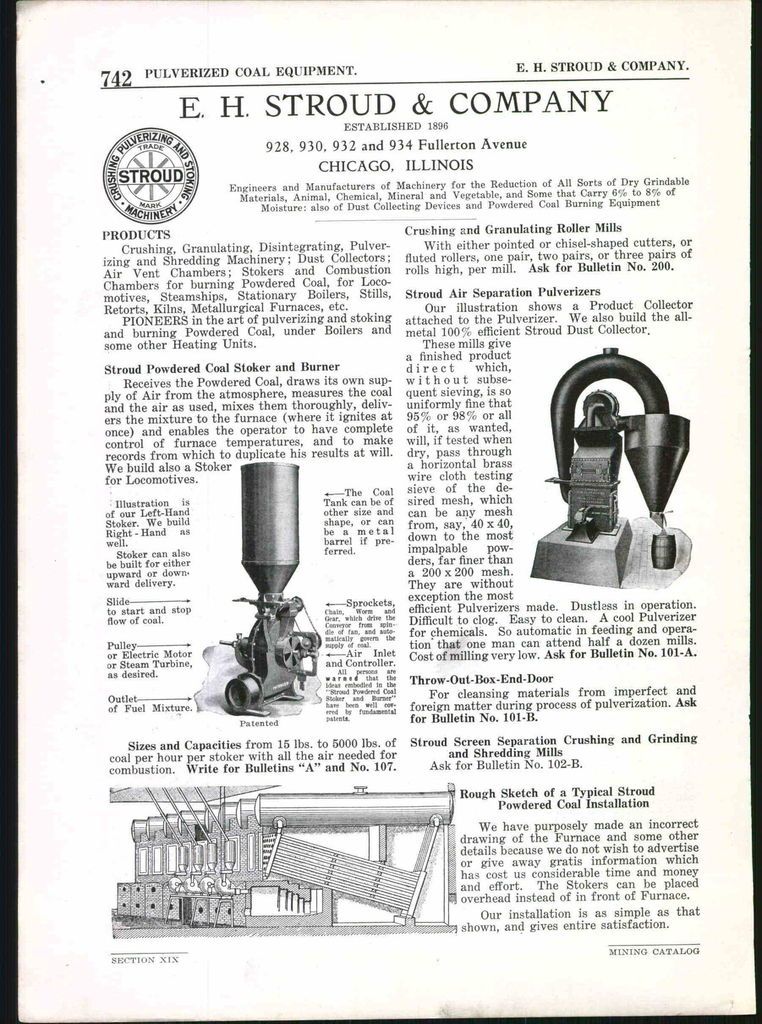 1922 AD E H Stroud & Company Coal Mine Stoker Worthington Pump