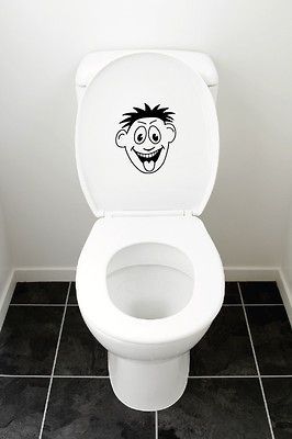 Bathroom Toilet Seat Vinyl Wall Art Decal Sticker Mural Funny Smiley