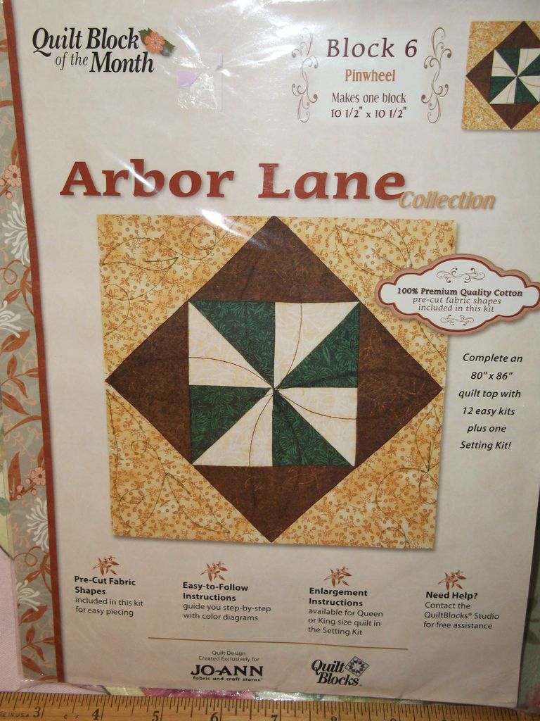 Jo Ann~Block of the Month~Arbor Lane Quilt~NEW~Bloc k 6~Pinwheel