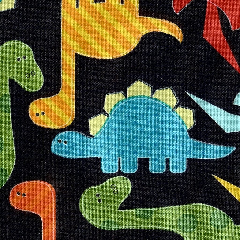 RETRO Anne Kelle DINOSAUR Fabric FQ Urban Zoologie BLACK Kids Quilting