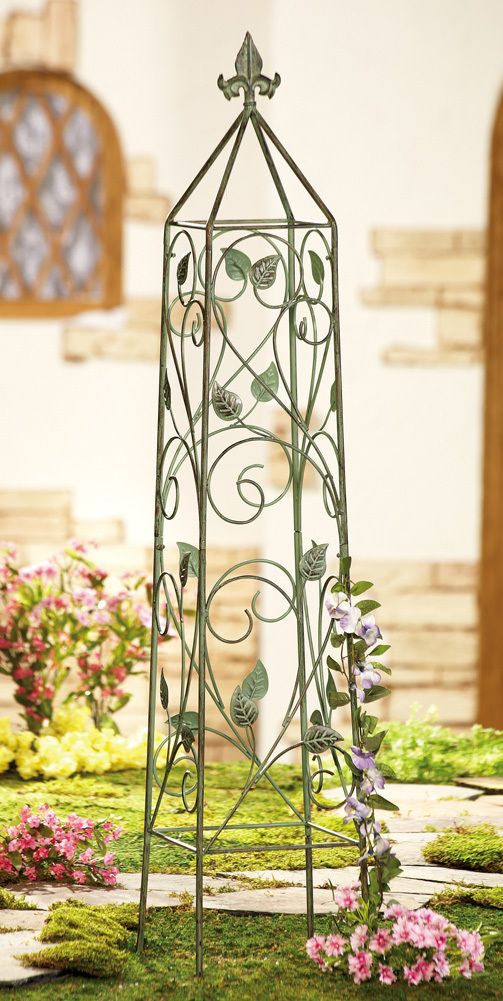 Vine & Leaf Obelisk Garden Trellis Outdoor Yard Home Decor Accent NEW