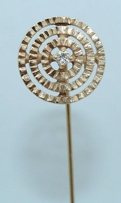 14K Gold ~ ANTIQUE / VINTAGE ~ Stick Pin / Brooch / Hat ~ w/ DIAMOND