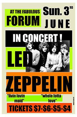 Classic Rock Led Zeppelin at the Forum in Los Angeles Concert Poster