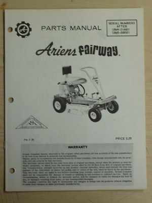 ARIENS FAIRWAY SN# 12M4 016601 12M5 008501 PARTS MANUAL PM 5