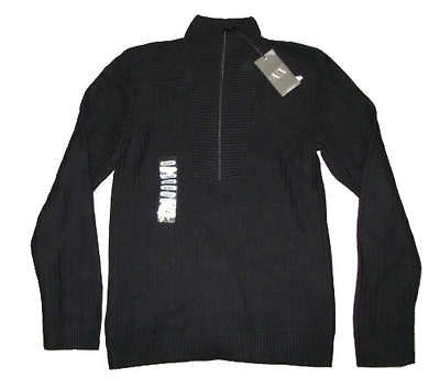 NWT ARMANI EXCHANGE AX MENS SOLID BLACK KNIT ZIP CARDIGAN SWEATER