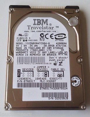 20GB HDD 4200RPM IC25N020ATCS04 IDE 2.5 inch Laptop Hard Drive