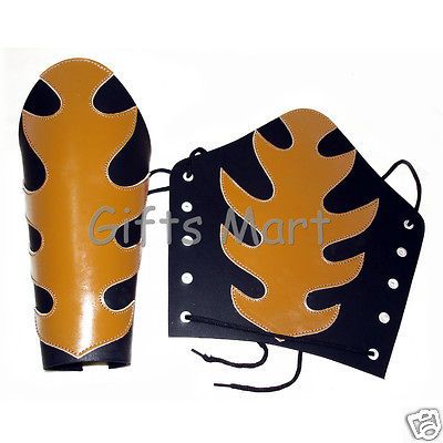 MEDIEVAL LEATHER ARM GUARD SET ARCHERY BRACERS Vembracers Costume