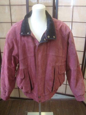 Burgundy Wine Men’s Suede Leather Coat Jacket Size XL Ash Creek