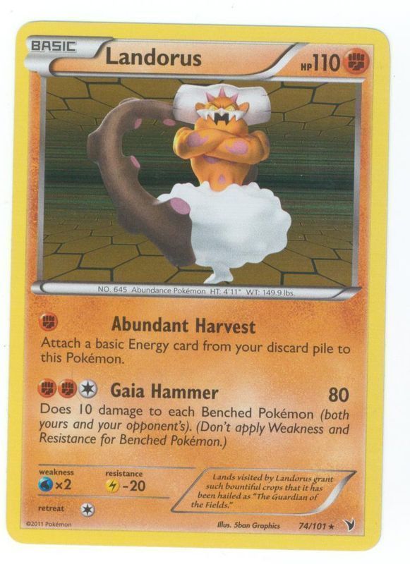 LANDORUS Holo Rare Pokemon Card Noble Victories 74/101