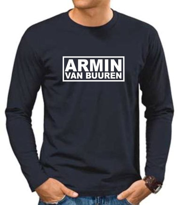 armin van buuren dj cool logo long sleeve black t