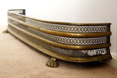 antique vintage retro VICTORIAN BRASS FIRE PLACE FENDER GUARD