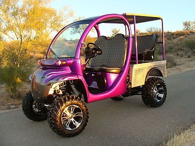 MONSTER 45mph GAS POWERED GEM CAR, 12 LIFT, PURPLE w/ FLAMES