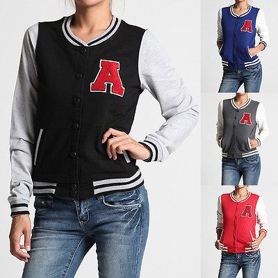 MOGAN Girls Casual VARSITY BASEBALL JACKET S~3XL Button Front Sweat