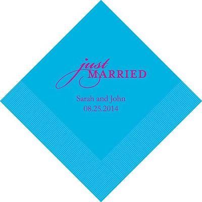150 Just Married Personalized Printed Wedding Napkins ++colors++