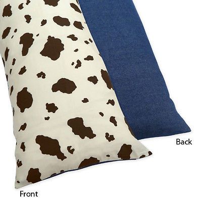 SWEET JOJO COW PRINT & DENIM WESTERN PILLOW CASE MATERNITY PREGNANCY