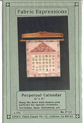 Expressions Pattern Perpetual Calendar Approx. 32x35 Wall Hanging