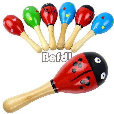 Wooden Maraca Rattles Kid Music Party Favor Child Baby Shaker Toy BF00