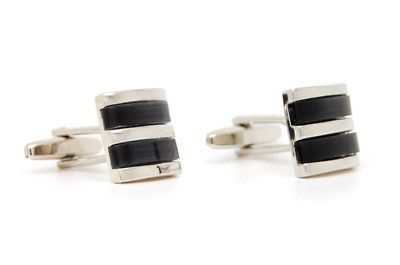 Contemporary Black & Silver Executive Cufflinks, NEW GIFT Wedding