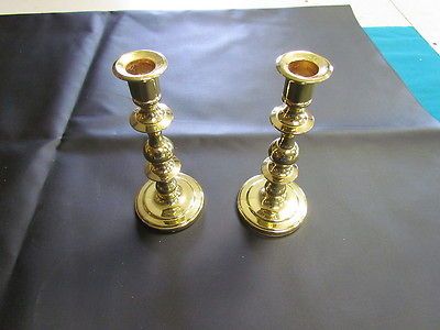 BALDWIN SOLID BRASS CANDLESTICK HOLDERS (PAIR) 7 1/2 TALL