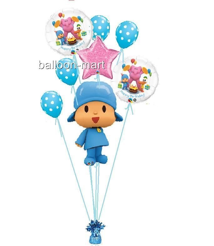 BALLOON BOUQUET table centerpiece pocoyo blue polka dots latex