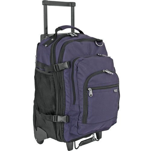Rolling Wheeled Laptop/Noteboo k Backpack Bag Navy NEW
