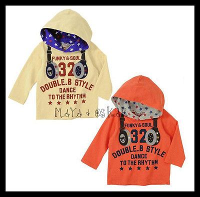 BABY TODDLER BOY MUSIC HEADPHONES HOODIE HOODED JUMPER LIGHTWEIGHT TOP