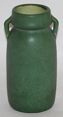 Hampshire Pottery Matte Green Handled Vase 156