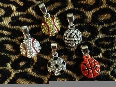 Sports Charm for Rhinestone Necklace *Baseball*Softball*Volleyball