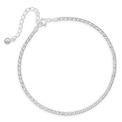 Sterling Silver 925 Rombo Chain Anklet 9+1 Extension Ankle Bracelet